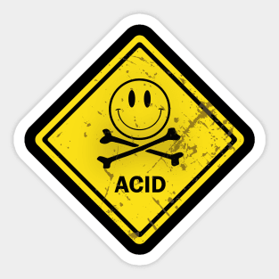 Acid Smiley Hazard Sign Sticker